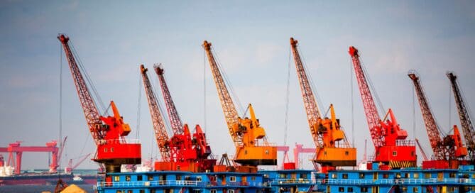 ship cranes waiting for ships