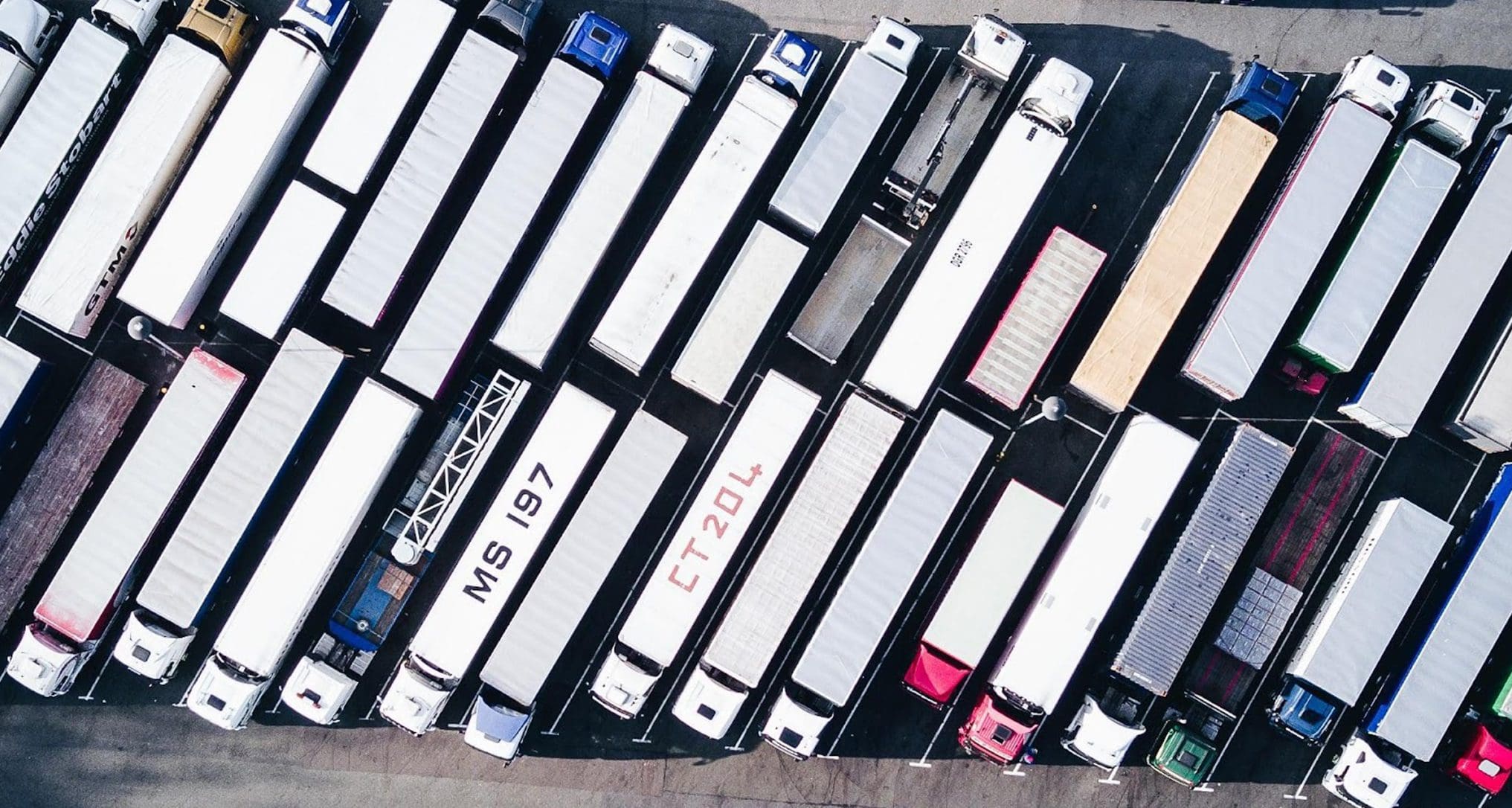 semi trucks in truck lot
