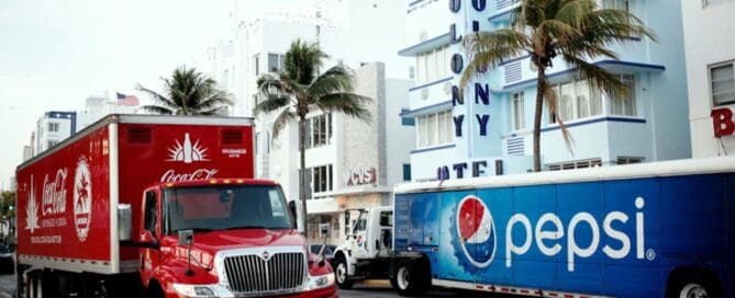 coke and pepsi delivery trucks