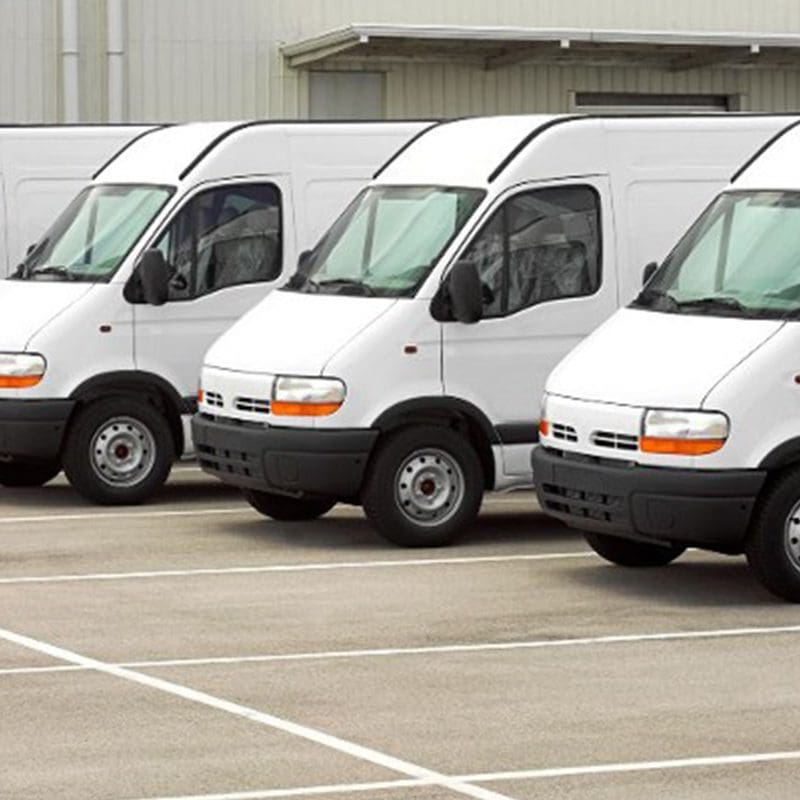 fleet trucks in parking lot