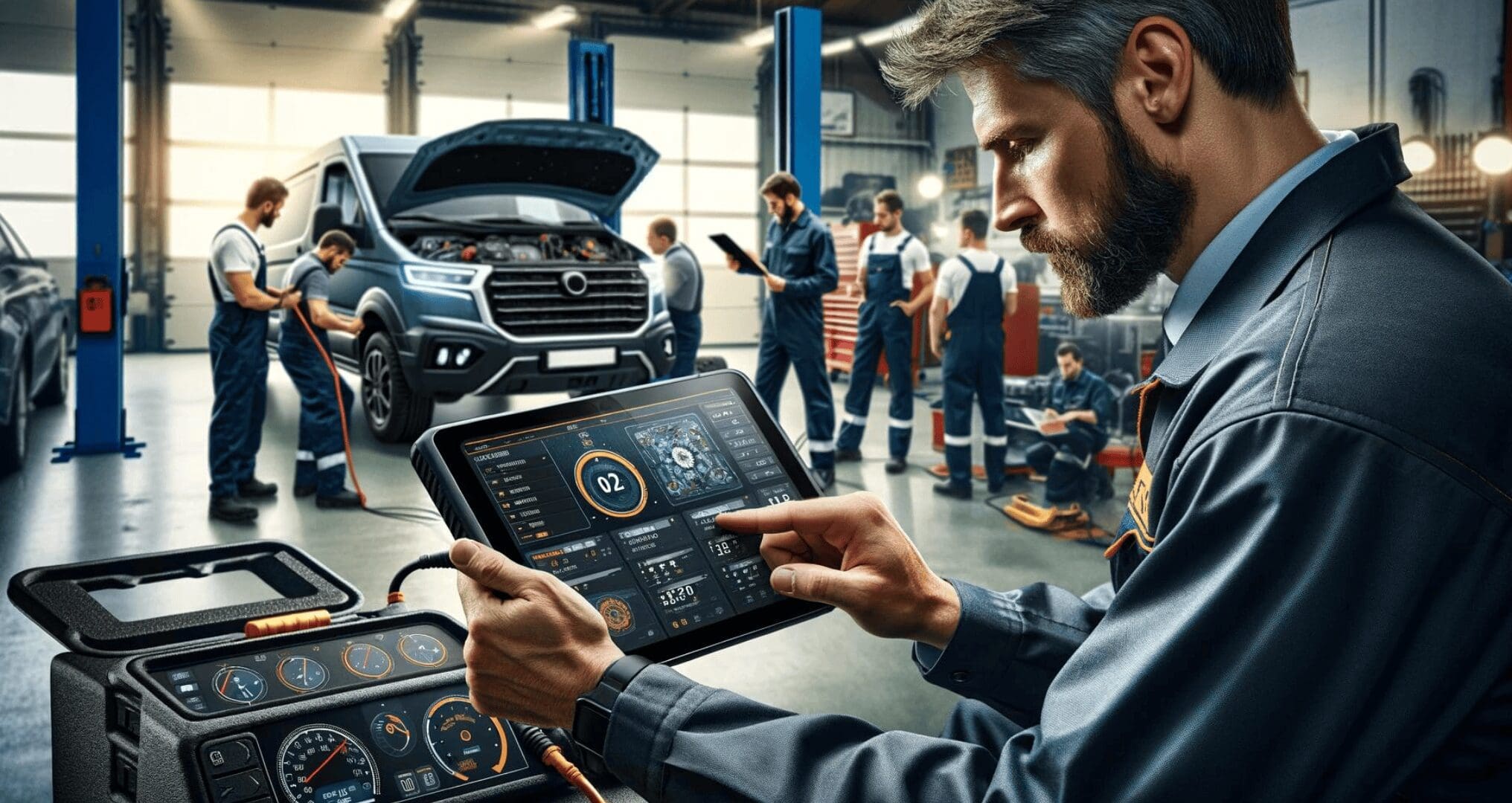 vehicle technician using autel diagnostic scan tool