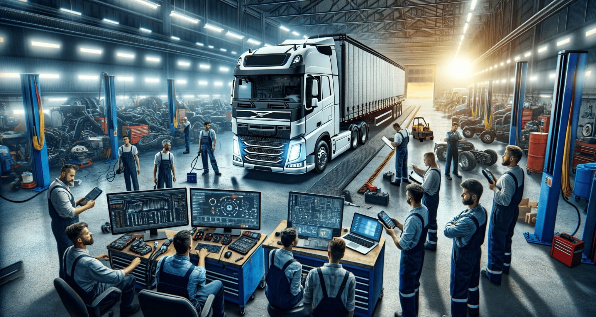 truck maintenance checklist, followed in workshop