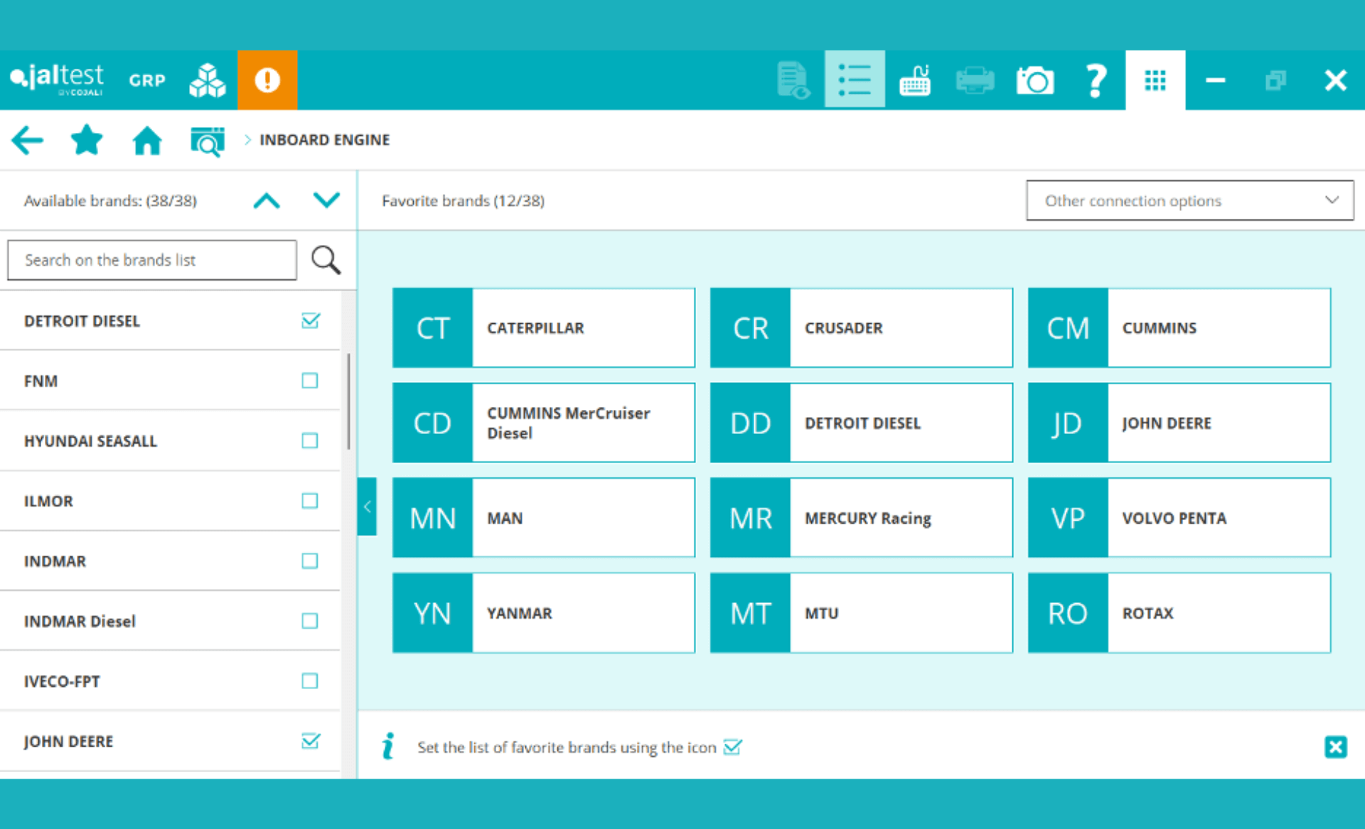 jaltest marine software user interface
