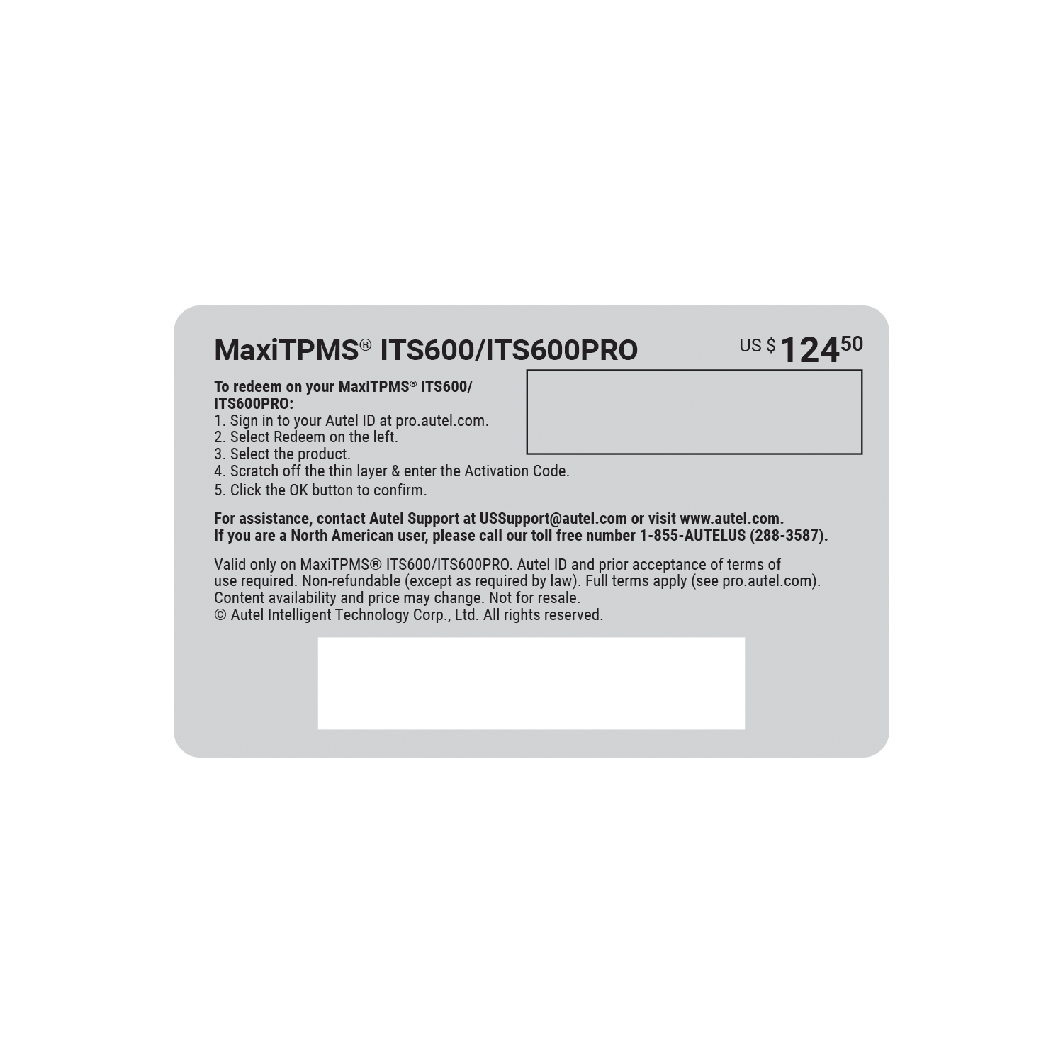 Autel ITS600PRO 1-Year Software & Warranty Card - Image 3