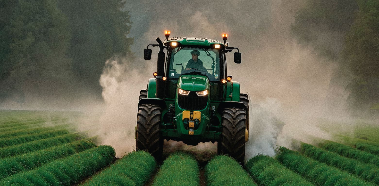 farming equipment attending crops