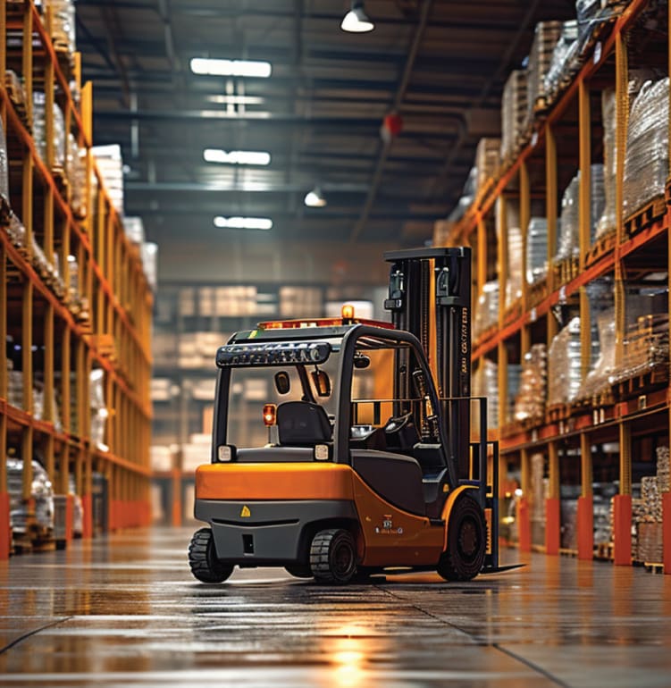 forklift in warehouse
