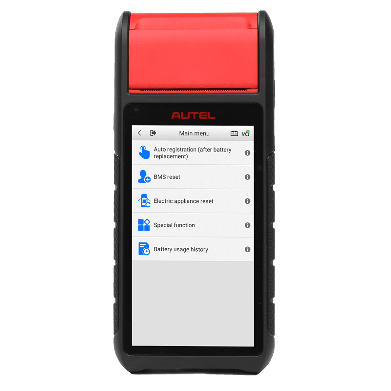 MaxiBAS BT608 Battery Tester front screen