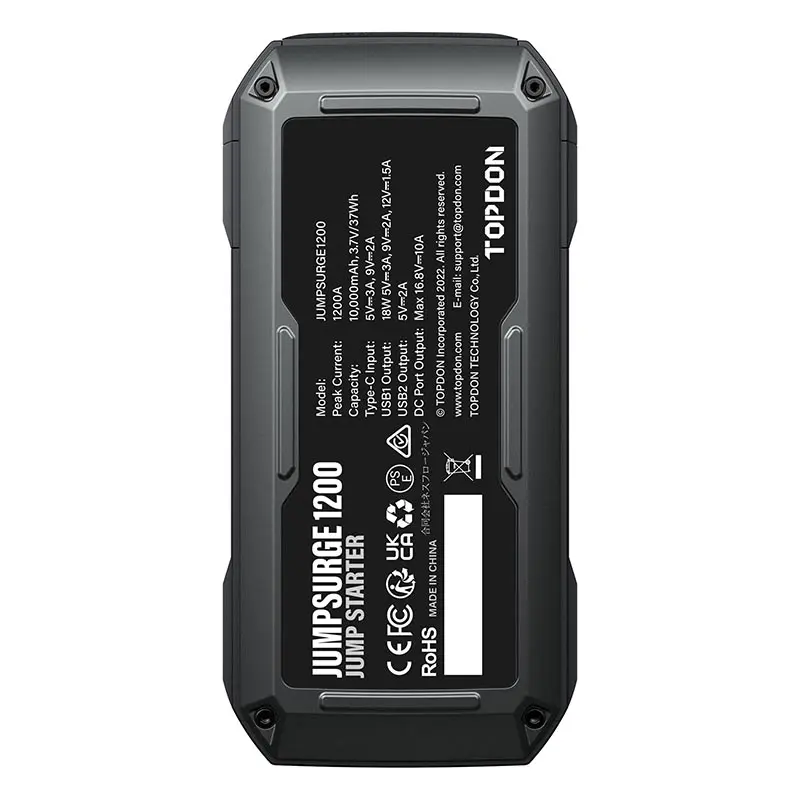 JUMPSURGE1200 Jump-Starter backside