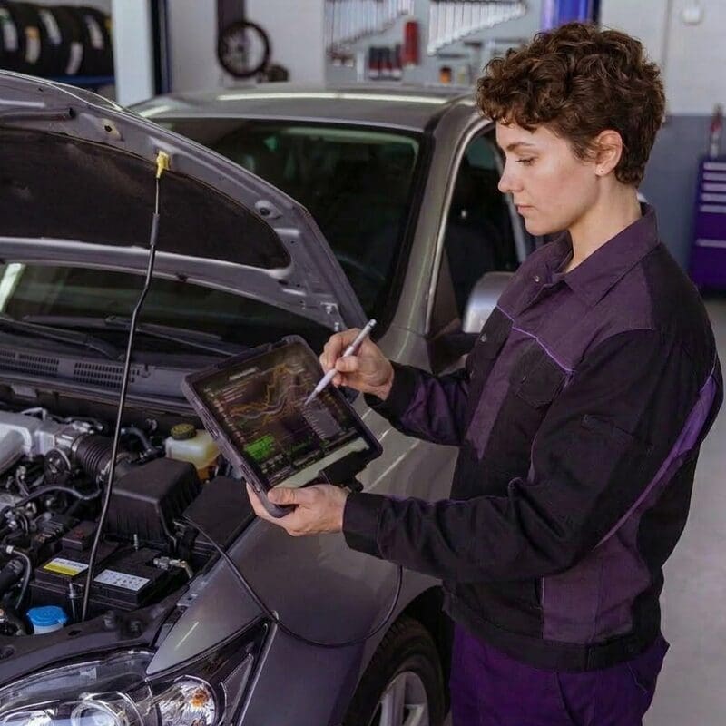 Tech working on car Tech working on car