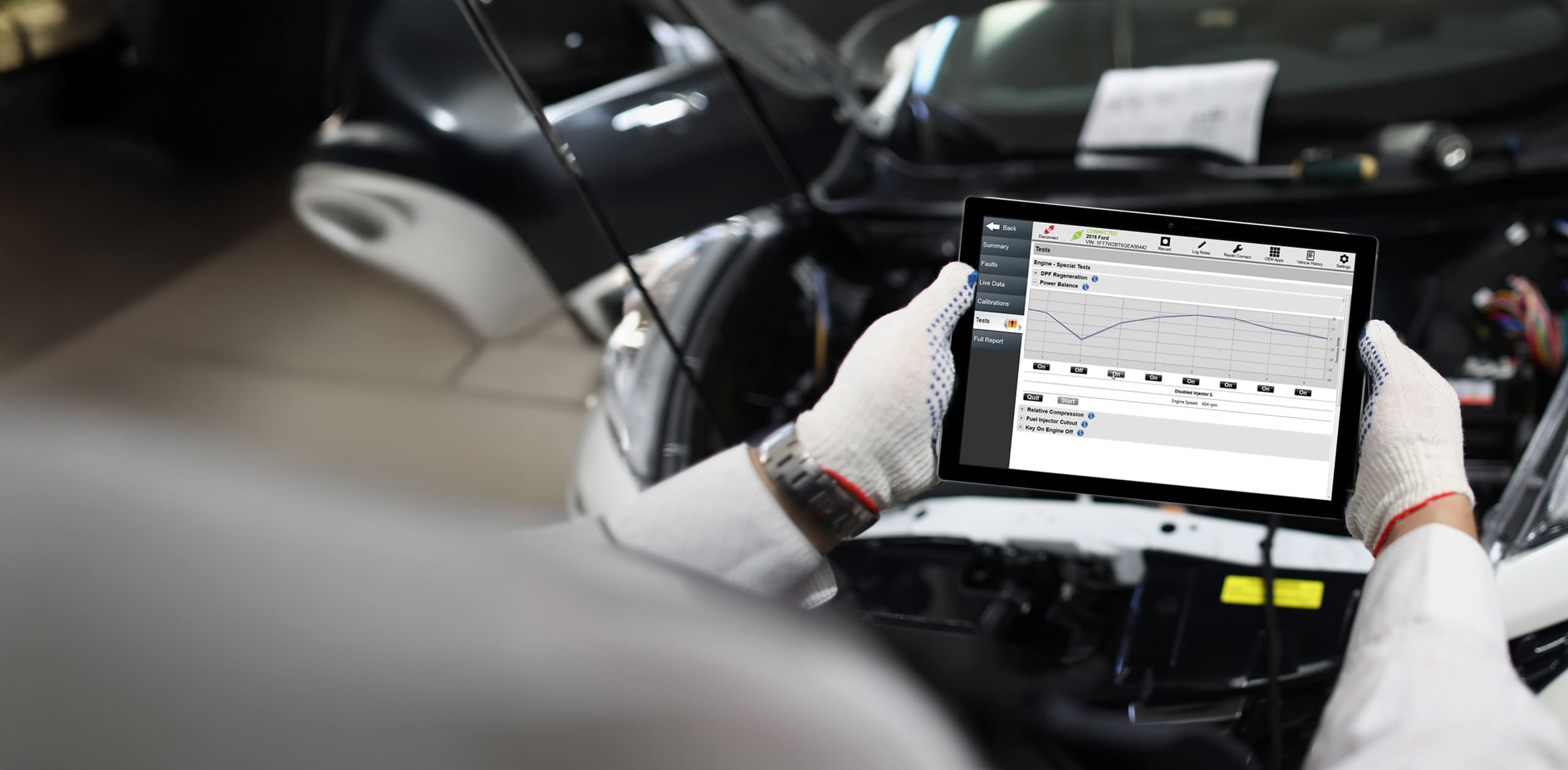 Master,Repairman,Holding,Digital,Tablet,Near,Open,Hood,Of,Car