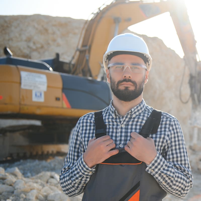 Extraction,Of,Stone.,Male,Worker,Next,To,Stone,Quarry.,Engineer