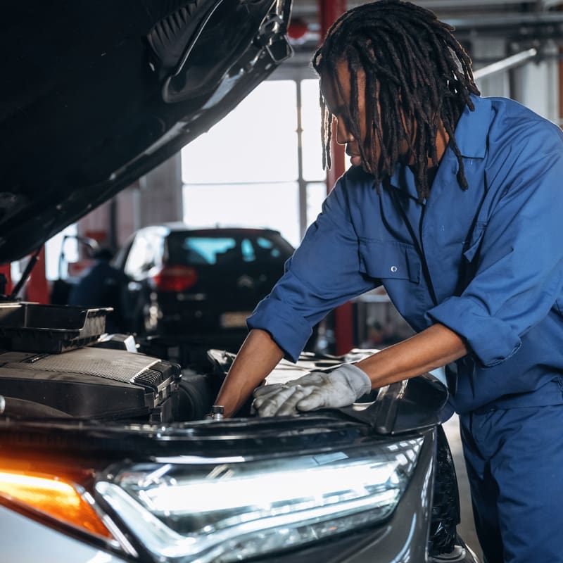 Front,Part,,Hood,Is,Opened,,Fixing,The,Automobile.,Male,Mechanic